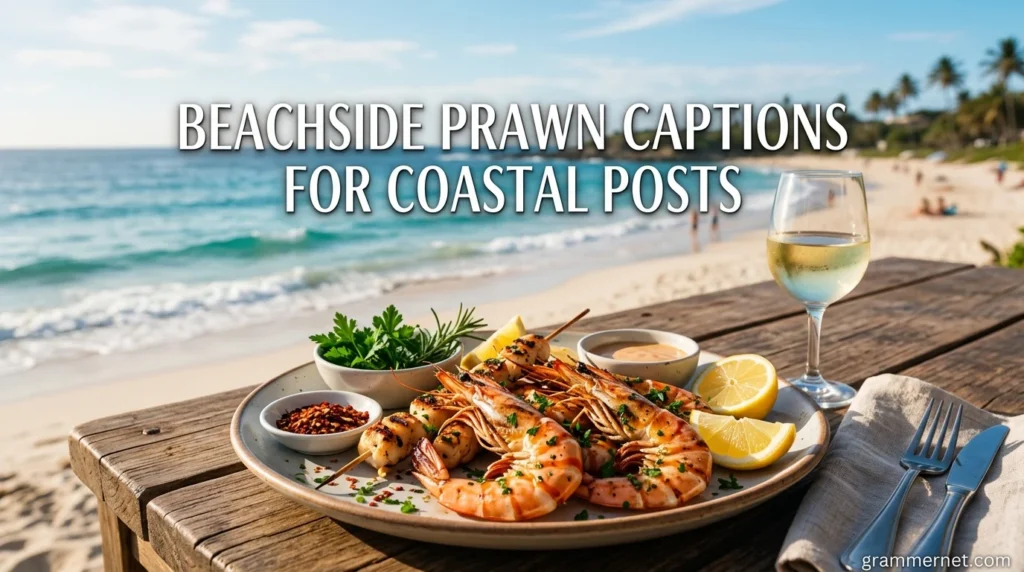 Beachside Prawn Captions for Coastal Posts