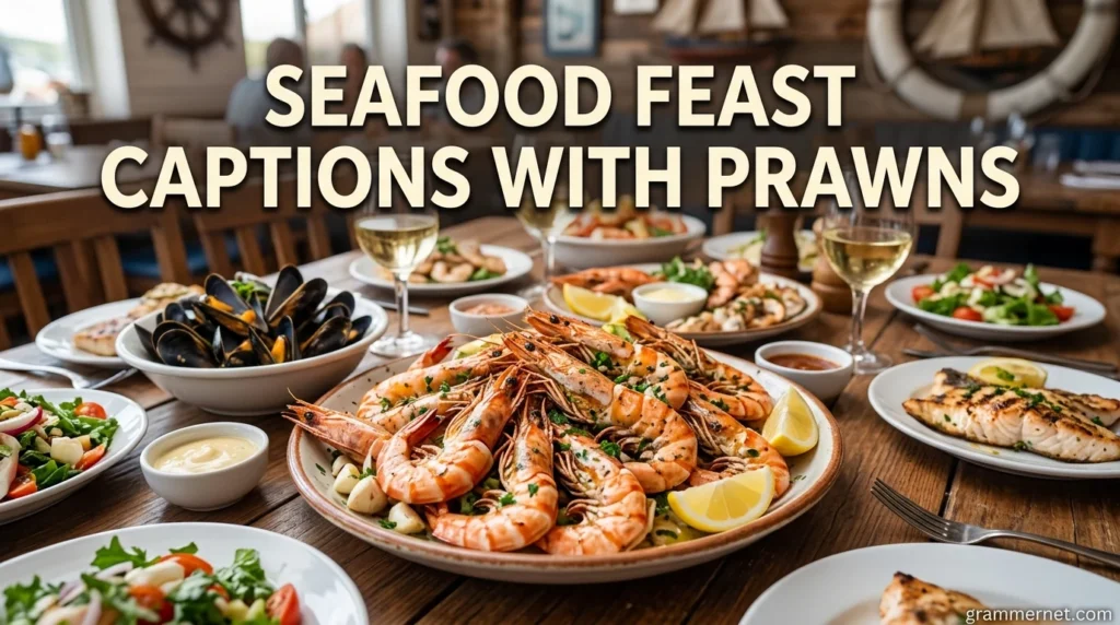 Seafood Feast Captions with Prawns